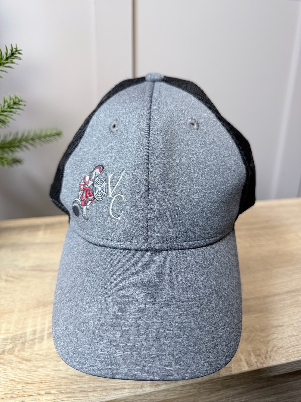 Men’s Gray & Black Baseball Cap with Embroidered Logo